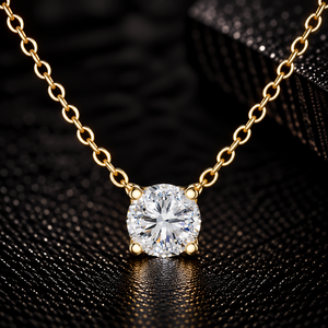 Collar Solitario de Oro Sólido de 14K con Diamante Cultivado en Laboratorio de Corte Redondo, Diseño Floral, 0.20-2.00CT DEFVVS, Certificado IGI, Joyería de Moda ODM - Product Image 1