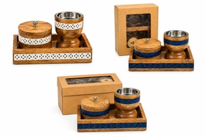 Juego de quemador de incienso de madera hecho a mano con bandeja con diseño de hojas y tarro acrílico, soporte aromático de sándalo, para uso en todas las estaciones. - Product Image 4