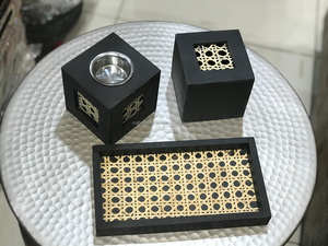 Handmade Wooden and Rattan Arabic Incense Burner Set Beautiful Bakhoor Mabkhara Incense Burner Custom Size for Home Use - Product Image 2