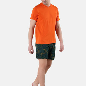 Camiseta de Manga Corta con Cuello en V para Hombre, Color Azul Claro, Corte Regular, Estilo Casual, 100% Algodón Jersey, Transpirable, Color Sólido, Tejido de Punto, Estilo Deportivo - Product Image 1