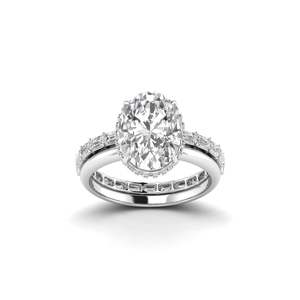 Bague de fiançailles classique pour femme en or 14 carats sertie de diamants naturels ovales de 5,57 carats, certifiée IGI, couleur G, clarté VS1 - Product Image 1