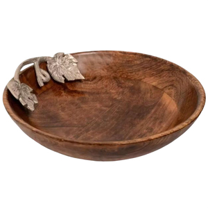 Ensaladera de Madera con Asas de Rama de Olivo en Latón, Tazón Decorativo para Servir Frutas, para Mesa de Cocina, Hotel, Restaurante - Product Image 2