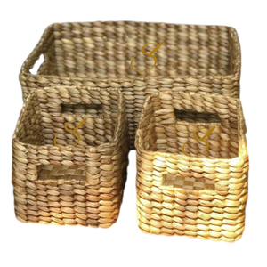 Ensemble de 3 paniers de rangement en jacinthe d'eau – Organiseur écologique fait main - Product Image 3