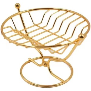 Oval Metal Soap Stand Classic Design Easy To Clean <b>Bathroom</b> <b>Accessory</b> Gold Finish Soap Dish And Holder - Product Image 3