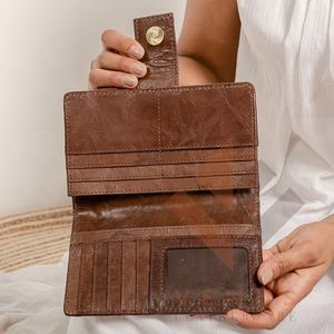 Handmade High Quality Cow Hide Genuine Leather Women's Wallet with Sunflower Tooling Zipper Closure Trendy Clutch Design - Product Image 6