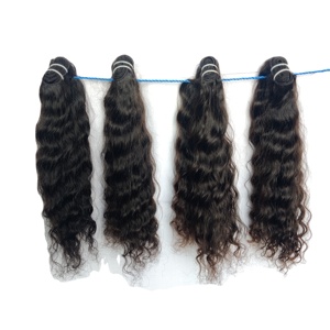 100% Extension de cheveux indiens vierges bruts Temple brésilien vierge Remy Machine Double trame faisceaux ondulés 100% cheveux humains non transformés - Product Image 1