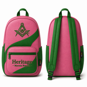 Sac à dos de sororité élégant bicolore, réversible, imperméable, antibactérien, avec logo brodé rose et vert, de la collection de regalia maçonniques Heritage. - Product Image 3
