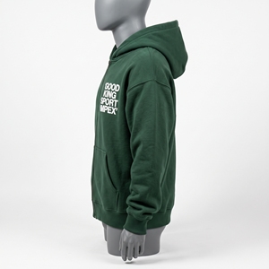 Sweat-shirt à capuche zippé en polaire vert forêt avec poche frontale fendue, cagoule réglable et cordons de serrage, idéal pour l'échauffement et les activités extérieures - Product Image 2