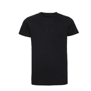 เสื้อยืดแขนสั้นสีดำสำหรับผู้ชาย ผ้าฝ้าย 100% ทรงปกติ สวมใส่สบาย คอกลม สีพื้น ผ้าเจอร์ซีย์ถัก - Product Image 1