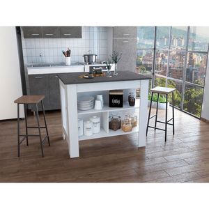 Isola da Cucina Delos a Quattro Gambe con Tre Ripiani Bianchi/Onix di DEPOT E SHOP - Product Image 2