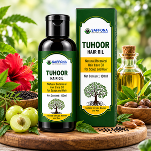 Huile capillaire à base de plantes Saffona Tuhoor 100ml, soin capillaire naturel botanique et formule nourrissante pour hommes, femmes et enfants - Product Image 5