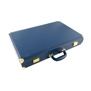 High-Quality Customized Professional Luxury Handmade Blue PU Leather Foldable Eco-Friendly <b>Backgammon</b> Game <b>Set</b> Gift Box for - Product Image 2