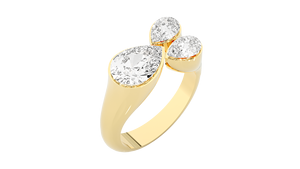 Bague en or massif 14 carats jaune, rose et blanc de qualité supérieure, certifiée IGI, diamant de laboratoire taille poire 2 carats, bijou raffiné pour mariage - Product Image 6