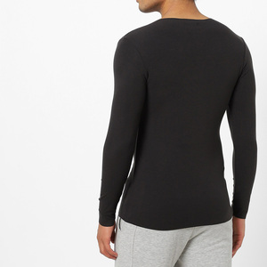 <b>Men</b> O-Neck <b>Long</b> Sleeve Ribbed Neck Casual Cotton Nonwoven Breathable Plus Size Custom Logo Front Design Blank <b>T</b>-<b>Shirt</b> - Product Image 5