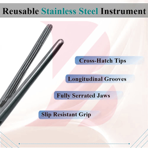 Pinzas Hemostáticas Cruzadas con Mordazas Dentadas Longitudinales de Acero Inoxidable Premium, Instrumentos Quirúrgicos Manuales de la Mejor Calidad para Hospital, Tipo Kelly - Product Image 3