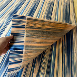 Lámina de Chapa Flexible con Acabado Texturizado y Revestimiento de Papel Washi Japonés Teñido en Azul, Patentada, para Muebles de Sala de Estar - Product Image 6