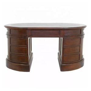 Mesa de presidente de escritorio de estilo francés de oficina ejecutiva de cuero de madera diseñada para interiores de muebles de oficina de reproducción antigua - Product Image 6
