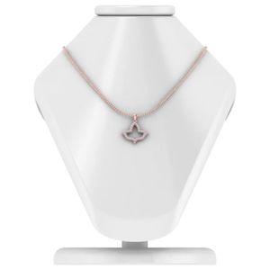 Rose Gold Leaf Outline <b>Necklace</b> Women Pink Crystal Pendant Fashion Jewelry Elegant <b>Statement</b> <b>Necklace</b> Gift Accessory Daily Wear - Product Image 1