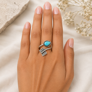 Kingman Mohave Turquoise Silver <b>Open</b> <b>Ring</b> Handmade Southwest Western Boho Jewelry Band for Women Statement <b>Ring</b> Gift - Product Image 5