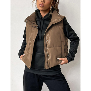 Chaleco Acolchado de Mujer de Calidad Premium con Cuello Alto, Cierre de Cremallera, Color Sólido, Estilo Minimalista, Largo Corto, Relleno de Poliéster - Product Image 6