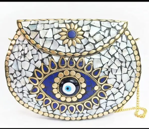 Sac à main en mosaïque artisanal en métal de haute qualité et abordable pour femmes en provenance d'Inde - Product Image 2