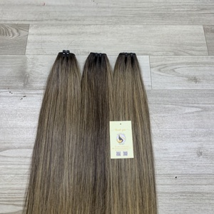 Extensions de cheveux humains vietnamiens de haute qualité, couleur mèches, trame machine, lisses, super double drawn, Genius Weft - Product Image 4