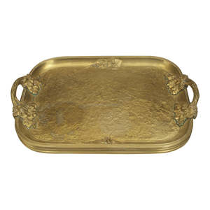 Elegant Brass Food Serving Tray Gold Plated Finished With Handles Perfect for Hotels and Home Kitchenware Use - Product Image 1