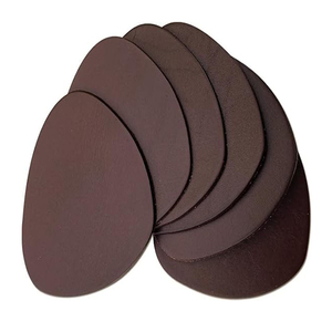 Sous-verres en cuir pleine fleur naturel semi-ronds, 10 pièces, sous-verres ovales pour verres, sous-verres pour boissons avec support - Product Image 4