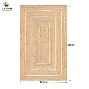 Tapis de sol rectangulaires tressés à la main 120x180cm en jute naturelle, personnalisables pour salons de style bohème - Product Image 5