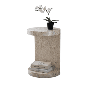 Mesa Artesanal Blanca de Capiz con Diseño de Tambor de Múltiples Niveles, Incrustaciones de Madreperla, Mueble para Sala de Estar, Fabricante Vietnamita - Product Image 2