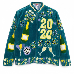 เสื้อแจ็คเก็ตกำมะหยี่ทำมือ ซับในผ้าฝ้าย ปักลายปี 2026 สำหรับผู้หญิง สวมใส่ในงานปาร์ตี้ ทรงบอมเบอร์ - Product Image 1