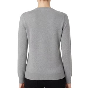 Custom logos Women Knit <b>Cardigan</b> Sweater V Neck Gray Solid Color Long Sleeve Button Front Embroidered Logo Greek Sorority - Product Image 4