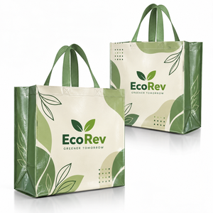 กระเป๋าหิ้วแบบใช้ซ้ำได้ EcoRev ECO55 ทำจากผ้าไม่ถักทอ ลายใบไม้ พร้อมโลโก้แบรนด์ตามสั่ง หูหิ้วยาวสำหรับธุรกิจและการช้อปปิ้ง - Product Image 3