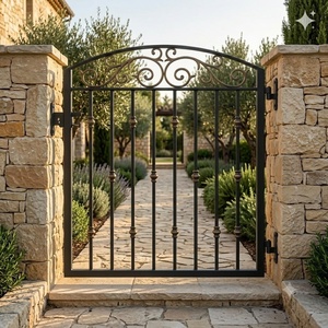 Puerta de Hierro Forjada a Mano de Estilo Europeo con Acabado Resistente a la Oxidación y Fácil Instalación Exterior - Product Image 4