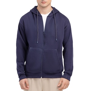 Sudadera informal de lana con capucha de manga larga para hombre, sudaderas con capucha, 100% de algodón, Color sólido, ajuste Regular, cremallera completa con logotipo personalizado - Product Image 2