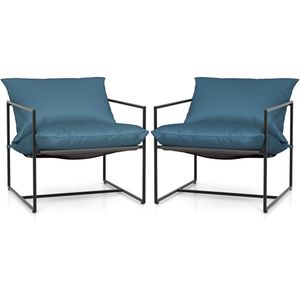 Set di 2 Sedie da Campeggio per Esterni con Seduta Imbottita Extra Large e Cuscini Morbidi, Telaio in Metallo Antiruggine, Capacità 330 LBS - Product Image 1