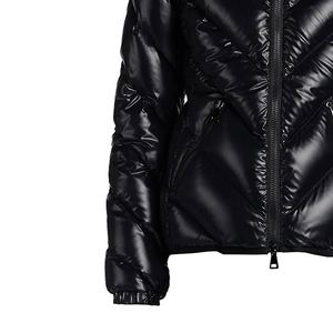 High Quality Glossy Black Hooded Down Jacket Zip Padded Winter Coat Thick <b>Warm</b> Quilted Outerwear Bomber Style Outing Puffer Coat - Product Image 5