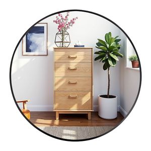 Specchio da Parete Rotondo Nero da 24 Pollici con Cornice in Metallo, Specchio Circolare da Bagno, Stile Moderno - Product Image 1