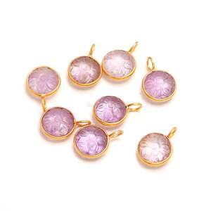 Colgante de flor de amatista rosa natural tallado a mano, amuleto de piedra preciosa, joyería de plata de ley 925, colgante de piedra de amatista rosa para 11MM - Product Image 1