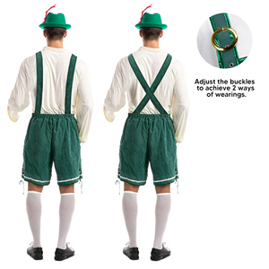 Pantalones Cortos Bávaros de Cuero Verde para Hombre, Más Vendidos, con Bordado, Cintura Media, Casuales, Tejidos y Transpirables - Product Image 6