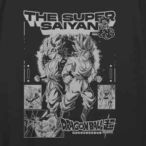Camisetas Oversize de Hombre con Cuello en V, Tejido Grueso, Lavado, Ajuste Holgado, con Logo Personalizado, de Alta Calidad, Diseño Super Saiyan Goku - Product Image 3