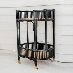 Carrito de comida móvil con ruedas de ratán natural, carrito de bebidas, carro para bebidas en venta al precio más bajo. - Product Image 6