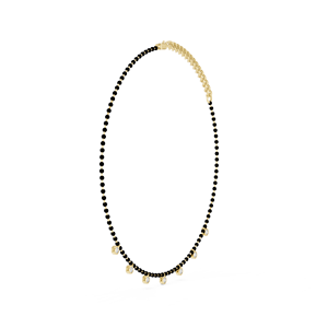 Collier Mangalsutra en or jaune avec diamants de laboratoire et diamants ronds sertis en clos |   Bijoux de mariage élégants - Product Image 1