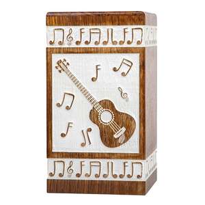 Urne funéraire artisanale en bois en forme de guitare pour cendres d'adultes, boîte commémorative décorative en forme de note de musique, urne de crémation en bois pour funérailles et enterrement, souvenir en bois - Product Image 1