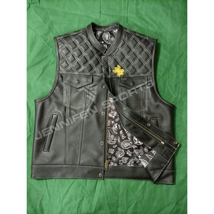 Gilet de moto classique en cuir véritable, court, respirant, coupe-vent, durable et élégant pour l'hiver - Product Image 2
