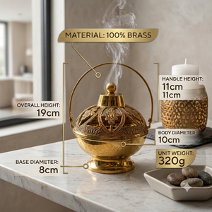 Handcrafted Brass Hanging Incense Burner Bakhoor Burner <b>Oud</b> Burner Charcoal Censer Aroma <b>Diffuser</b> Home Decor OEM ODM - Product Image 5
