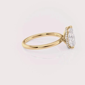 Anillo de Compromiso con Diamante Cultivado en Laboratorio con Certificación IGI, Corte Pera, Oro Rosa/Blanco/Amarillo de 9K, Chapado en Rodio, Anillo Solitario Clásico - Product Image 4