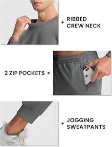 <b>Mens</b> Sweatsuits 2 Piece Set Tracksuits Jogging Outfits <b>Long</b> <b>Sleeve</b> <b>Tops</b> Jogger Pants Sweat Track Suits Casual Athletic - Product Image 3
