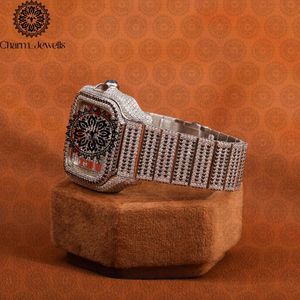 Montre carrée de luxe pour femme Charm_Jewells en acier inoxydable, mouvement à quartz analogique, cadran saphir, lunette sertie de diamants 30 mm - Product Image 2