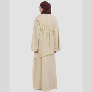 Ensemble coordonné Ba Haya pour femme, col modeste, style moyen-oriental, robe à manches longues, taille élastiquée, longueur complète, infroissable - Product Image 4